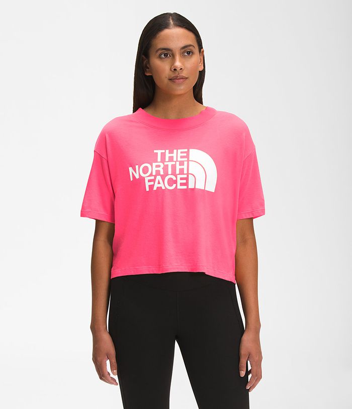 The North Face Short Sleeve Half Dome Cropped Womens T-Shirts Coral 480192-BEY